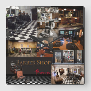 Bilder der Friseursalons Quadratische Wanduhr