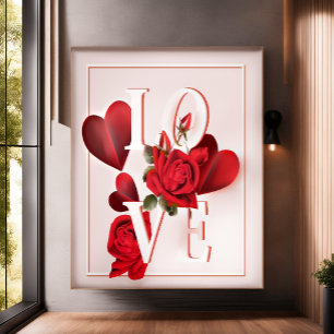 Bilder des Valentinstag mit besonderen rote Rosen Poster