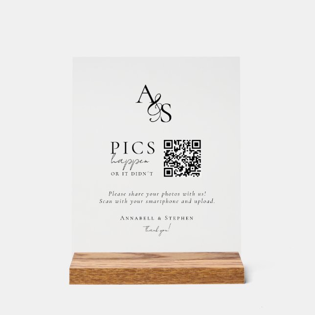 Bilder passieren! Foto, QR-Code, Hochzeit Acrylschild (Vorderseite)