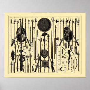 Bilder von antiken mittelalterlichen Waffen Poster