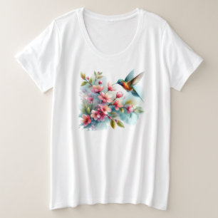 Bilder von Floral/Frühjahr-Kolibris Große Größe T-Shirt