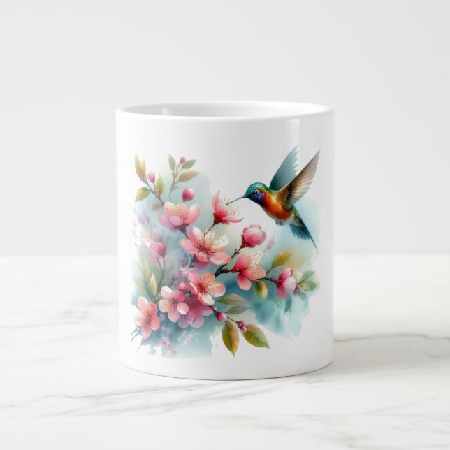 Bilder von Floral/Frühjahr-Kolibris Jumbo-Tasse (Vorderseite)