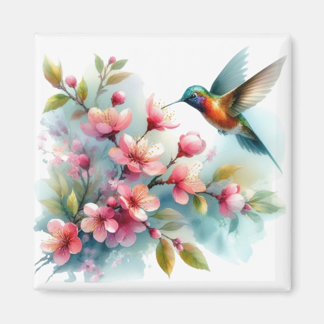 Bilder von Floral/Frühjahr-Kolibris Magnet (Vorne)
