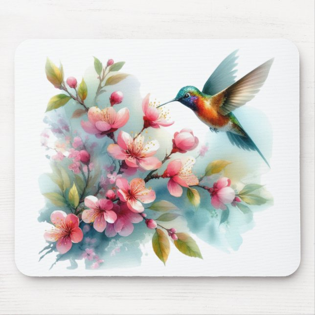 Bilder von Floral/Frühjahr-Kolibris Mousepad (Vorne)