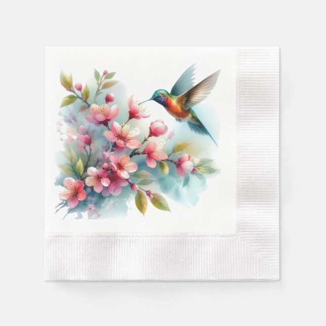 Bilder von Floral/Frühjahr-Kolibris Serviette (Vorderseite)