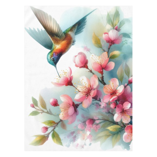 Bilder von Floral/Frühjahr-Kolibris Tischdecke (Vorderseite)