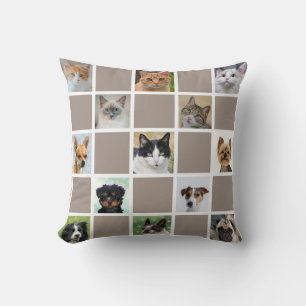 Bilder von Katzen und Hunden auf Beige Kissen