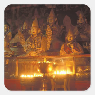 Bilder von Lamas im Sara-Kloster, Lhasa, Quadratischer Aufkleber