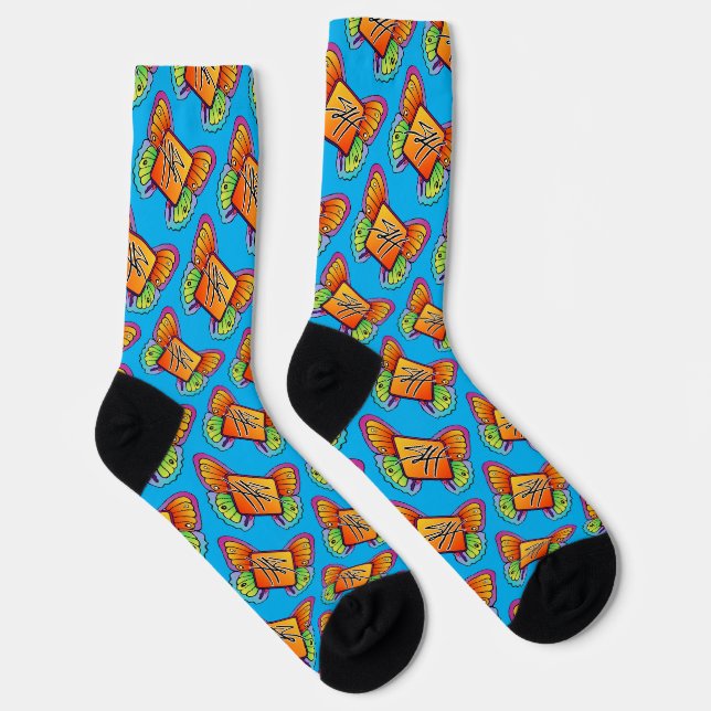 Bilder von Sasha-Schmetterling-Logo Muster Crew So Socken (Rechts)