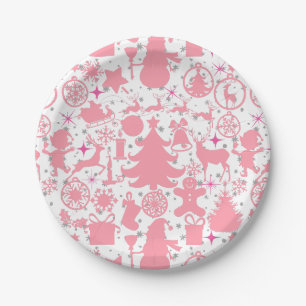 Bilder von Weihnachten in Rosa Pappteller