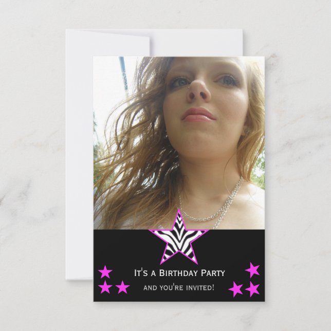Bilder: Zebra-Star-Party Einladung (Vorderseite)