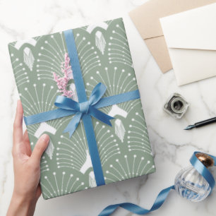 Bildgrün-weiß-Deko-Muster Geschenkpapier