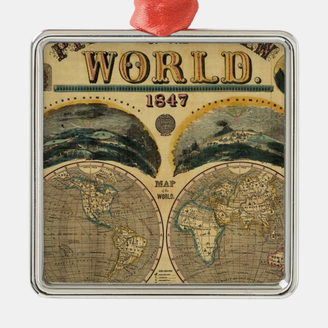 Bildhafte Ansicht der Welt Ornament Aus Metall (Vorne)