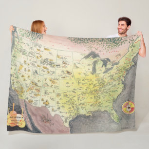 Bildhafte Karte von Amerika - Cartoon-Skizzen Fleecedecke