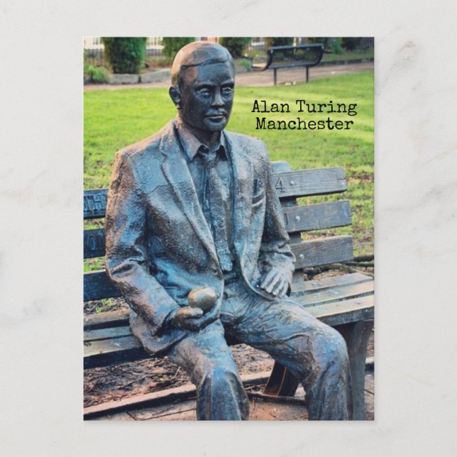 Bildhauerei von Alan Turing, Manchester Postkarte (Vorderseite)