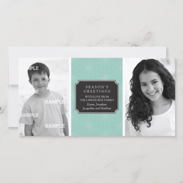 Bildkarte für gepunktete Blumenrahmen Feiertagskarte (Vorderseite)