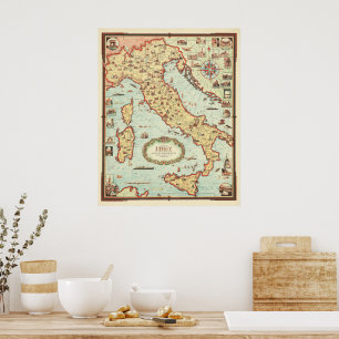 Bildkarte von Italien von Ernest Dudley Chase 1935 Poster