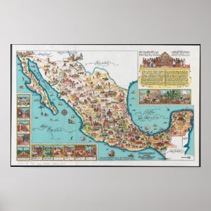 Bildkarte von Mexiko Poster