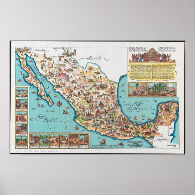 Bildkarte von Mexiko Poster (Vorne)