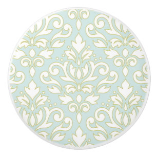 Bildlauf Damask Lg Ptn (Kontur) Wt Gld Lt Aquamari Keramikknauf