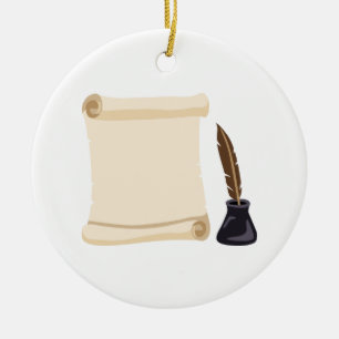 Bildlauf und Tinte Keramik Ornament