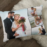 Bildmontage Hochzeit 4 Foto Dekokissen<br><div class="desc">Erstellen Sie Ihr eigenes Hochzeitskissen mit Ihrem eigenen Foto (z.B. Ihren Namen und Ihr Hochzeitsdatum) auf der Rückseite. Die Fotovorlage ist für Sie bereit, 4 Ihrer Lieblingsbilder hinzuzufügen, die automatisch als ein Foto im Hintergrund im Landschaftsformat angezeigt werden, während die restlichen 3 Fotos in einer Zick-Zack-Montage überlagert werden. Das Design...</div>