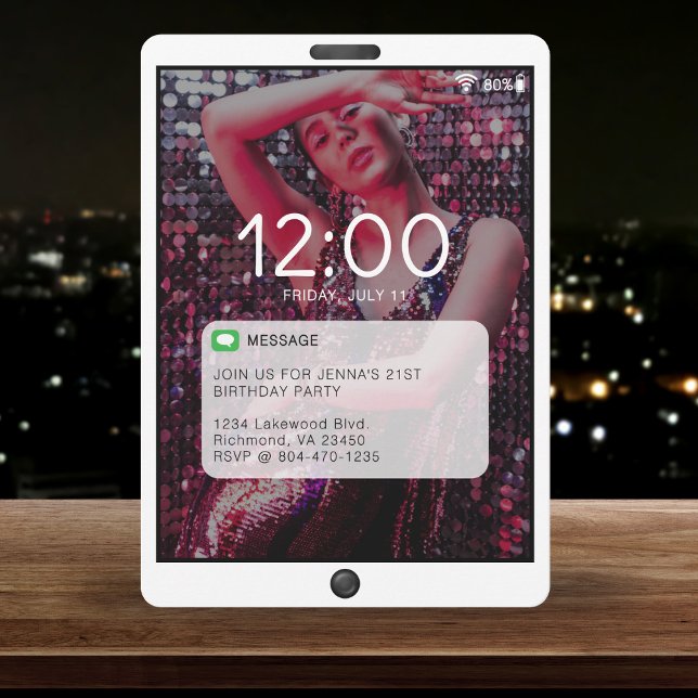 Bildschirm "Handy" - Geburtstagsfeier (Cell Phone Lock Screen Birthday Party White
)