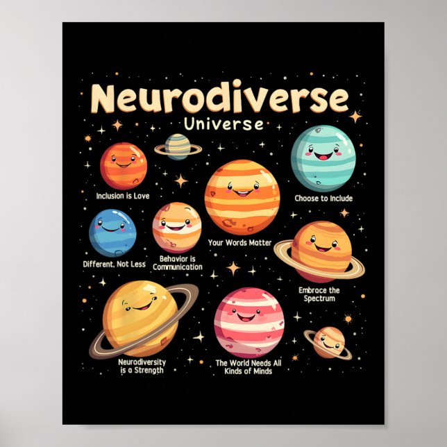 Bildung Autismus Bewusstsein Neurodiverses Univers Poster (Vorne)