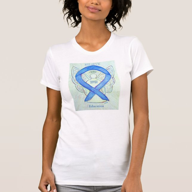 Bildung Blue Awareness Ribbon Angel Custom Shirt (Vorderseite)