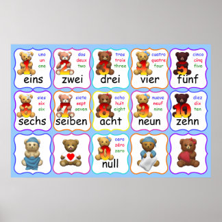 Bildung der Bärennummern, Nummern, Englisch, Franz Poster
