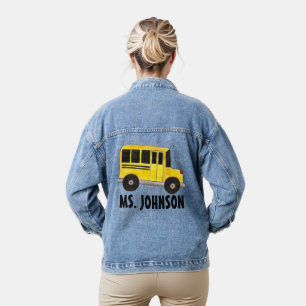 Bildung des personalisiert-Gelben Schulbusfahrers Jeansjacke