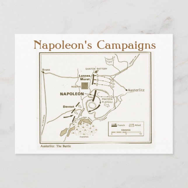 Bildung, Geschichte, Napoleon, Austerlitz-Schlacht Postkarte (Vorderseite)