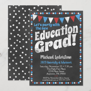 Bildung Graduation Party Einladung Red Blue