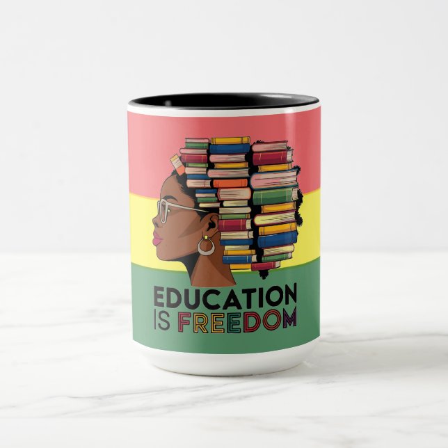 Bildung Ist Freiheit Afro Profil Design  Tasse (Zentrum)