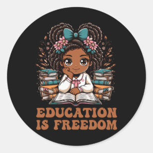 Bildung Ist Freiheit Buchleser Black History Mon Runder Aufkleber
