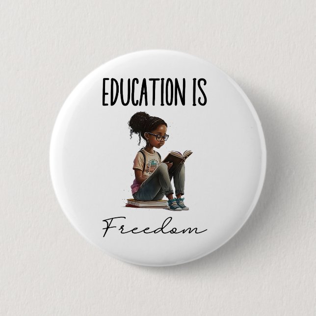 Bildung ist Freiheit Schwarze Lehrer Bücher Schwar Button (Vorderseite)