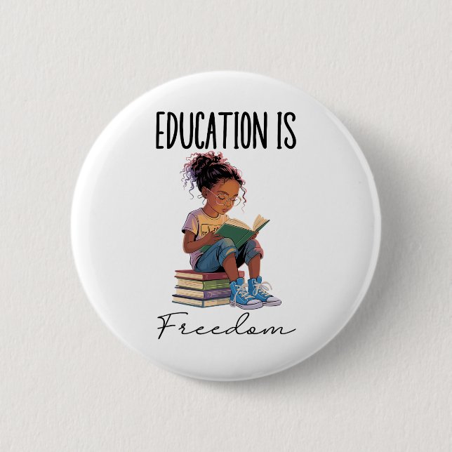 Bildung ist Freiheit Schwarze Lehrer Bücher Schwar Button (Vorderseite)