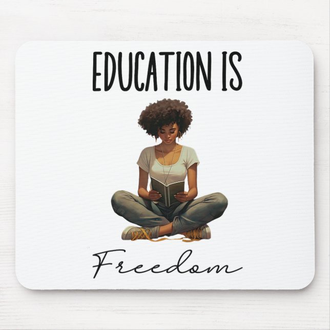 Bildung ist Freiheit Schwarze Lehrer Bücher Schwar Mousepad (Vorne)