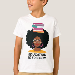 Bildung ist Freiheit Schwarze Lehrer Bücher Schwar T-Shirt