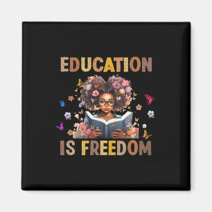Bildung ist Freiheit Schwarze Mädchen Bücher Schwa Magnet