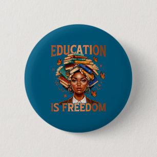 Bildung ist Freiheit schwarzer Lehrer Bücher schwa Button
