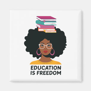 Bildung ist Freiheit Schwarzer Lehrer Bücher Schwa Magnet