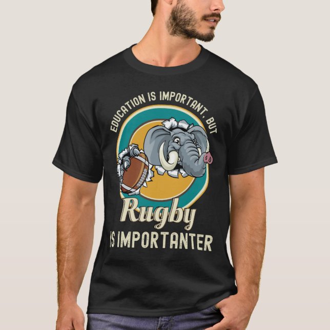 Bildung ist wichtig, aber Rugby ist wichtig T-Shirt (Vorderseite)