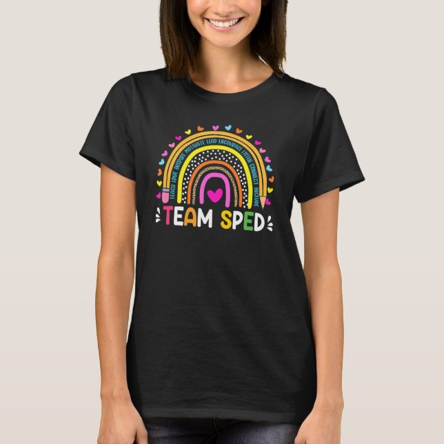 Bildung Lehrer SPED Leopard Boho Rainbo T-Shirt (Vorderseite)