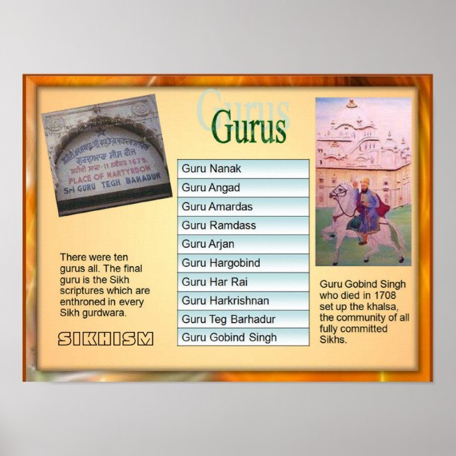 Bildung, Religion, Sikhismus "Zehn Gurus" Poster (Vorne)