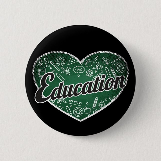 Bildung Retro Herz Blackboard Liebe Button (Vorderseite)