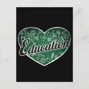 Bildung Retro Herz Blackboard Liebe Postkarte