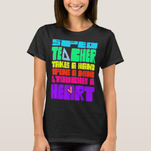 Bildung-Sped-Lehrer öffnet sich. T-Shirt