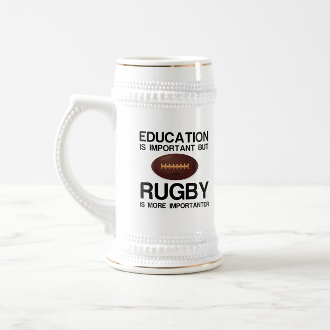 Bildung und Rugby Bierglas (Links)
