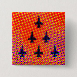 Bildung von F16s in Orange. Pop Art Button